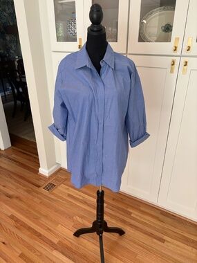 J. McLaughlin Blue Button-Down Shirt | Size Large | Classic & Polished